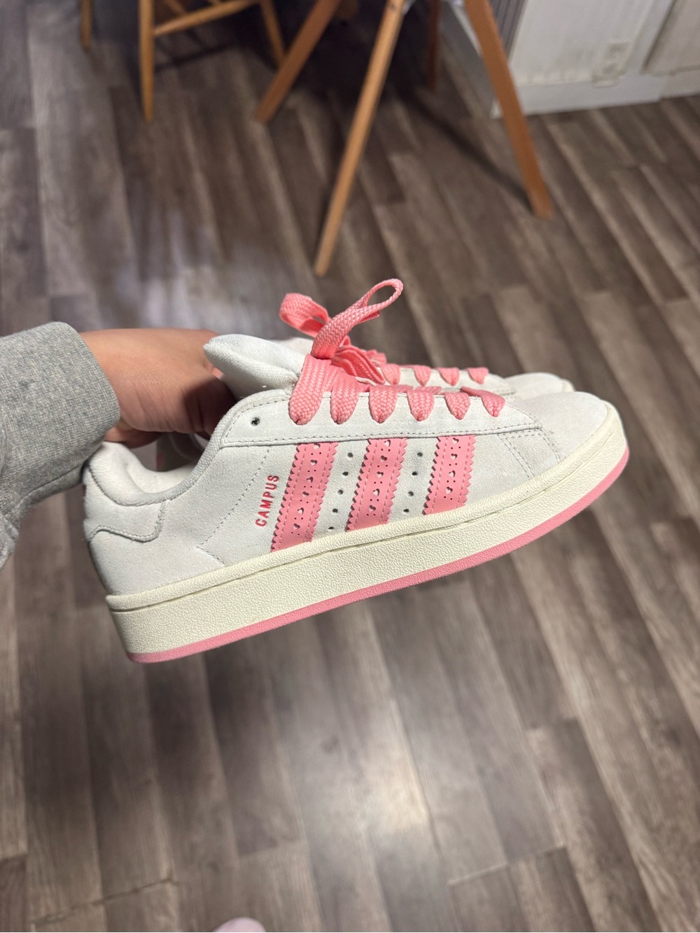 adidas Campus Low-Top Sneakers in White and Pink